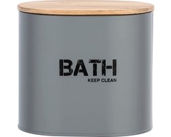 WENKO 23701100, Opbergdoos, Grijs, Hout, Ovaal, Bamboo, Staal, Monochromatisch, 145 mm