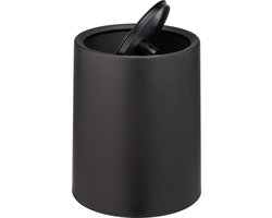 WENKO Afvalemmer Atri 6 liter in zwart kunststof, met swingdeksel en binnenemmer - Prullenbak - Afvalbak - Vuilbak - Vuilnisbak - Zwart
