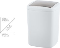 WENKO Afvalemmer Barcelona L 8.5 liter kunststof wit met swingdeksel - Prullenbak - Vuilbak - Afvalbak