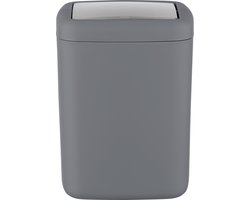 WENKO Afvalemmer Barcelona S 3 liter kunststof grijs met swingdeksel - Prullenbak - Vuilbak - Afvalbak