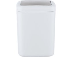 WENKO Afvalemmer Barcelona S 3 liter kunststof wit met swingdeksel - Prullenbak - Vuilbak - Afvalbak