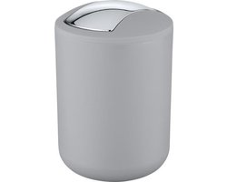 WENKO Afvalemmer Brasil S 2 liter kunststof grijs met swingdeksel - Prullenbakje - Vuilbakje - Tafelprullenbak – Tafelvuilbakje - Afvalbakje