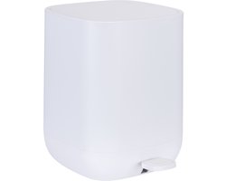 WENKO Afvalemmer Davos 6,5 liter mat wit - Easy-Close soft close deksel - Prullenbak - Afvalbak - Vuilbak - Vuilnisbak - Pedaalemmer toilet en badkamer