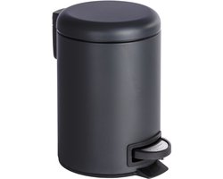 WENKO Afvalemmer Leman 3 liter mat zwart - Prullenbak - Afvalbak - Vuilbak - Vuilnisbak - Pedaalemmer toilet en badkamer