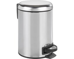 WENKO Afvalemmer Leman 3 liter RVS glanzend - Prullenbak - Afvalbak - Vuilbak - Vuilnisbak - Pedaalemmer toilet en badkamer