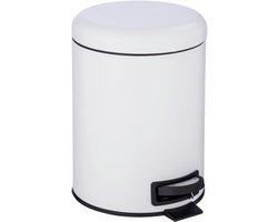 WENKO Afvalemmer Leman 5 liter mat wit - Prullenbak - Afvalbak - Vuilbak - Vuilnisbak - Pedaalemmer toilet en badkamer