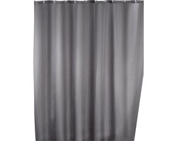 WENKO Anti-schimmel douchegordijn grijs 180x200cm polyester - Inclusief ophangringen - Waterdicht - Wasbaar - Sneldrogend