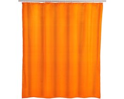 WENKO Anti-schimmel douchegordijn oranje 180x200cm polyester - Inclusief ophangringen - Waterdicht - Wasbaar - Sneldrogend