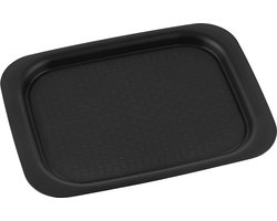 WENKO Antislipdienblad XL zwart, kunststof dienblad van hoge kwaliteit met antislipoppervlak en gestructureerde onderkant, praktische handgrepen voor het serveren van etenswaren, 45,5 × 2,3 × 33 cm