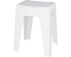 WENKO Badkamerkruk Kumba in wit kunststof B38 x H47 x D32cm - Douchekruk - Douchezitje - Douchestoel - Belastbaarheid max. 120 kg