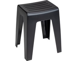 WENKO Badkamerkruk Kumba in zwart kunststof B38 x H47 x D32cm - Douchekruk - Douchezitje - Douchestoel - Belastbaarheid max. 120 kg