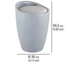 WENKO badkamerkruk mod. Snoepgrijs, draagvermogen tot 120 kg, kruk met opbergruimte voor badkamer en woonkamer, geïntegreerde wasmand, ABS-kunststof, BPA-vrij, inhoud 20 l, Ø 36 x 50,5 cm