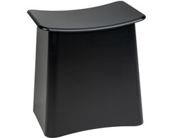 WENKO badkamerkruk Wing, 2 in 1, kruk en wasmand, kruk met deksel en afneembare waszak, gemaakt van hoogwaardig kunststof, inhoud wasmand 33 L, 45 x 48 x 33 cm, zwart