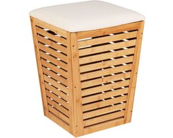 WENKO Bamboe wasmand met zitje 55 l