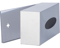 WENKO Box voor tissues RVS mat 25x12x8cm - Tissuebox roestvrijstaal - Tissuehouder - Zakdoekendoos - Tissuedoos staand of wandbevestigd, met bodem