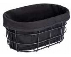 WENKO Broodmand Bela zwart, uitneembaar en wasbaar katoenen inzetstuk, gepoedercoat metaal, 27 x 17 x 11,5 cm