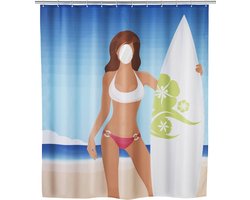 Wenko douchegordijn | Surfing Girl | 180 x 200 cm | Textiel |incl ringen |anti-schimmel