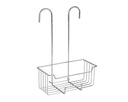 WENKO Doucherek Milo RVS glanzend 25x36cm - Doucherek zonder boren - Doucherek hangend - Douchemand - Douchecaddy ophangbaar