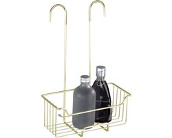 WENKO Doucherek Milo RVS mat goud 25x36cm - Doucherek zonder boren - Doucherek hangend - Douchemand - Douchecaddy ophangbaar