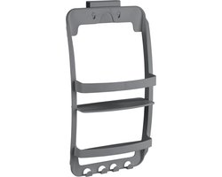 WENKO Doucherek Universeel 2-laags grijs kunststof 26x55cm - Douchemand - Douchecaddy - Doucherek hangend aan douchewand óf zelfklevend óf schroeven aan de muur