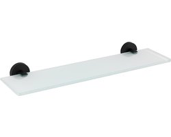 WENKO Glazen Planchet Bosio RVS zwart mat 47cm breed - Planchet badkamer - Glasplank