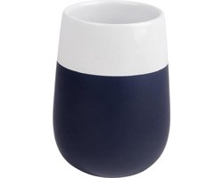 WENKO model Malta badkamerbeker in porselein | WIT en DONKERBLAUW