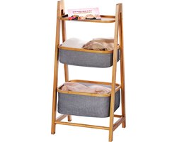 Wenko Opbergkast 44 X 91 X 34 Cm Bamboo/polyester Bruin/grijs