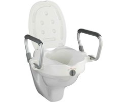 WENKO Secura toiletverhoger - stoel voor standaard wc met armleggers en deksel | WIT