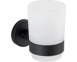 WENKO Tandenborstelbeker Bosio Uno RVS zwart mat - Tandenborstelhouder