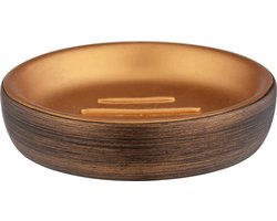 WENKO Tandenborstelbeker Palena, rond zeepschaaltje voor een vaste handzeep of shampoo, gemaakt van hoogwaardig kunsthars in elegant design, (B/D × H) Ø 10,5 × 2,5 cm, brons