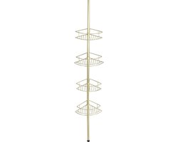 WENKO Telescopisch Doucherek Dolcedo 4-laags RVS mat goud - Uitschuifbaar van 65 tot 275cm - Douchemand - Bevestigen zonder boren
