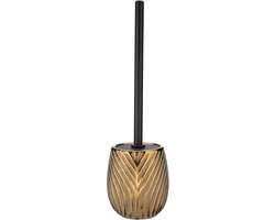 WENKO Toiletborstelhouder Idro goud keramiek met structuur en siliconen afdekking - Toiletborstel met houder - WC borstel met houder vrijstaand