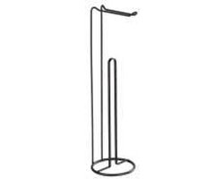 WENKO Toiletrolhouder 2-in-1 Lugano mat zwart - Reserverolhouder - WC Rolhouder staand