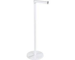 WENKO Toiletrolhouder 2-in-1 mat wit staal - Reserverolhouder - Toiletpapier houder vrijstaand - WC Rolhouder staand