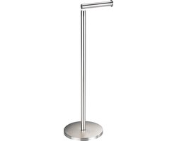 WENKO Toiletrolhouder 2-in-1 RVS mat - Reserverolhouder - Toiletpapier houder vrijstaand - WC Rolhouder staand