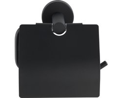 WENKO Toiletrolhouder met klep Bosio RVS zwart mat - WC Rolhouder