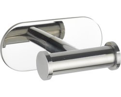 WENKO Turbo-Loc® Dubbele Handdoekhaak Orea Duo RVS glanzend - Wandhaak - Handdoekhouder - Bevestigen zonder boren - Zelfklevend - 10 jaar garantie
