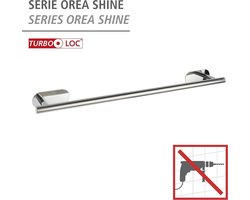 WENKO Turbo-Loc® Handdoekhouder Orea Uno RVS glanzend 60cm breed - Handdoekrek - Bevestigen zonder boren - Zelfklevend