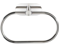 WENKO Turbo-Loc® Handdoekring Orea RVS glanzend - Handdoekhouder - Bevestigen zonder boren - Zelfklevend - 10 jaar garantie