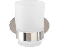 WENKO Turbo-Loc® Tandenborstelbeker Orea Uno RVS mat - Tandenborstelhouder - Bevestigen zonder boren - Zelfklevend - 10 jaar garantie
