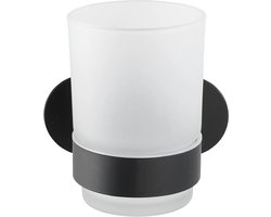 WENKO Turbo-Loc® Tandenborstelbeker Orea Uno RVS zwart mat - Tandenborstelhouder - Bevestigen zonder boren - Zelfklevend - 10 jaar garantie