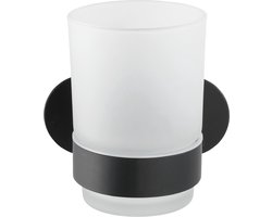 WENKO Turbo-Loc® Tandenborstelbeker Orea Uno RVS zwart mat - Tandenborstelhouder - Bevestigen zonder boren - Zelfklevend