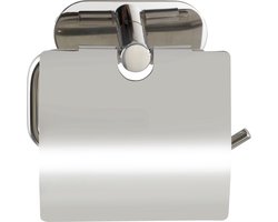 WENKO Turbo-Loc® Toiletrolhouder met klep Orea RVS glanzend - Toiletpapier houder - WC Rolhouder - Bevestigen zonder boren - Zelfklevend