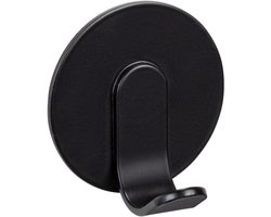 WENKO Turbo-Loc Wandhaak Bivio mat zwart aluminium - Handdoekhaakje zwart - Handdoekhouder - Wandhaak zwart - Plakhaak - Zelfklevend - Zonder boren