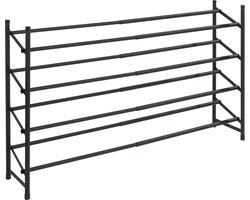 Wenko uitschuifbaar schoenenrek 4 niveaus - Zwart - Stapelbaar