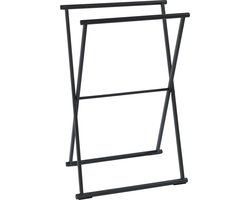 WENKO Vrijstaande Handdoekhouder inklapbaar Lava zwart 54x81cm - Handdoekrek - Handdoekenrek - Handdoekstang vrijstaand