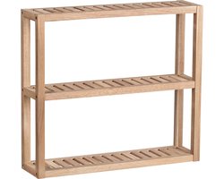 WENKO Wandrek van massief acaciahout, badkamerrek, keukenrek, schoenenrek, staand rek, modern rek voor keuken, badkamer, woonkamer of hal, 60 x 15 x 54 cm