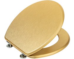 WENKO WC bril Aldeno - mat goud MDF - FSC hout - RVS scharnieren - Toiletbril - Toiletzitting - Goud mat