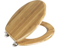 WENKO WC bril Bamboe donkerbruin - FSC hout - RVS scharnieren - Toiletbril - Toiletzitting - Massief hout