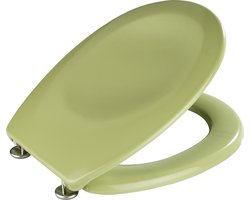 WENKO WC bril Bergamo - antibacterieel mosgroen Duroplast - RVS scharnieren - Toiletbril - Toiletzitting - Groen